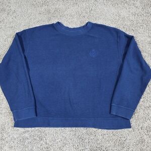 Cherokee Womens Cropped Deep Blue 100% Cotton Crewneck Sweater Size L